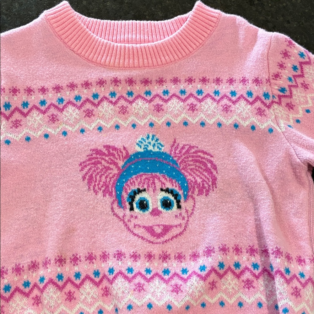 Pink Kids Sweater with Character Design